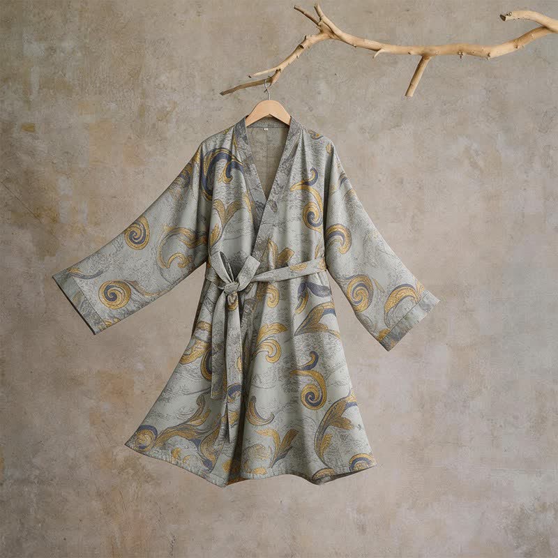 Kimono unisex in cotone stile barocco - Giallo - Taglia unica - image 5