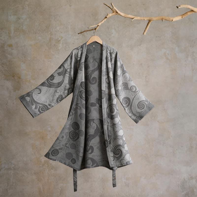 Kimono unisex in cotone stile barocco - Grigio - Taglia unica - image 0