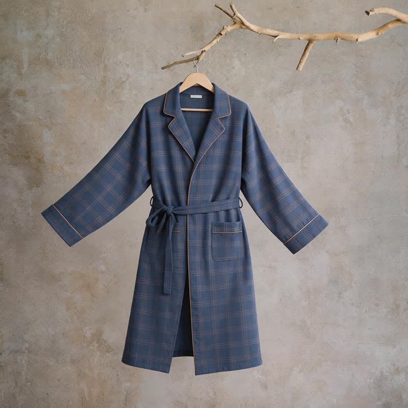 Accappatoio unisex in cotone a quadri - image 1