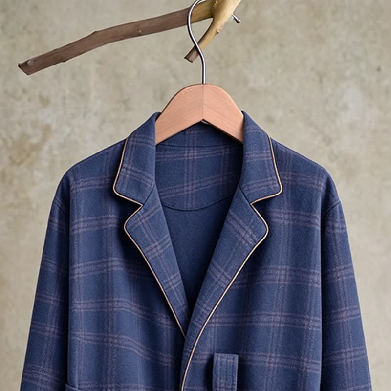 Accappatoio unisex in cotone a quadri - image 4