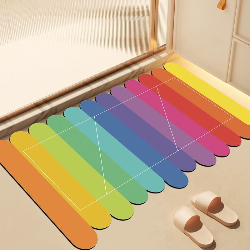 Tappeto da bagno moderno con motivo a strisce arcobaleno e diatomee - 31'' × 47'' - UN - image 0