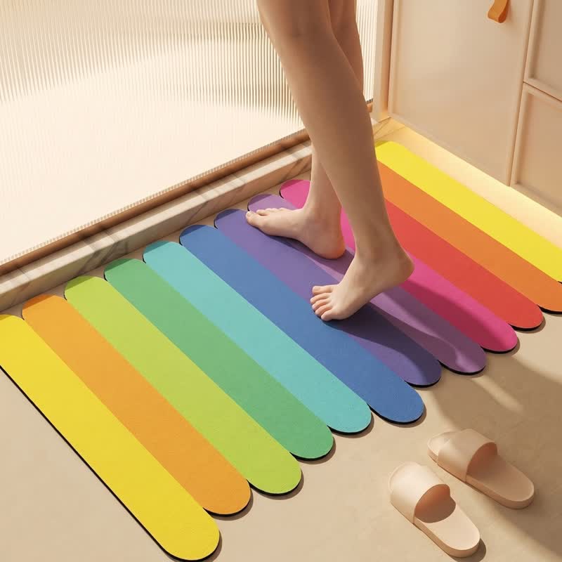 Tappeto da bagno moderno con motivo a strisce arcobaleno e diatomee - image 3