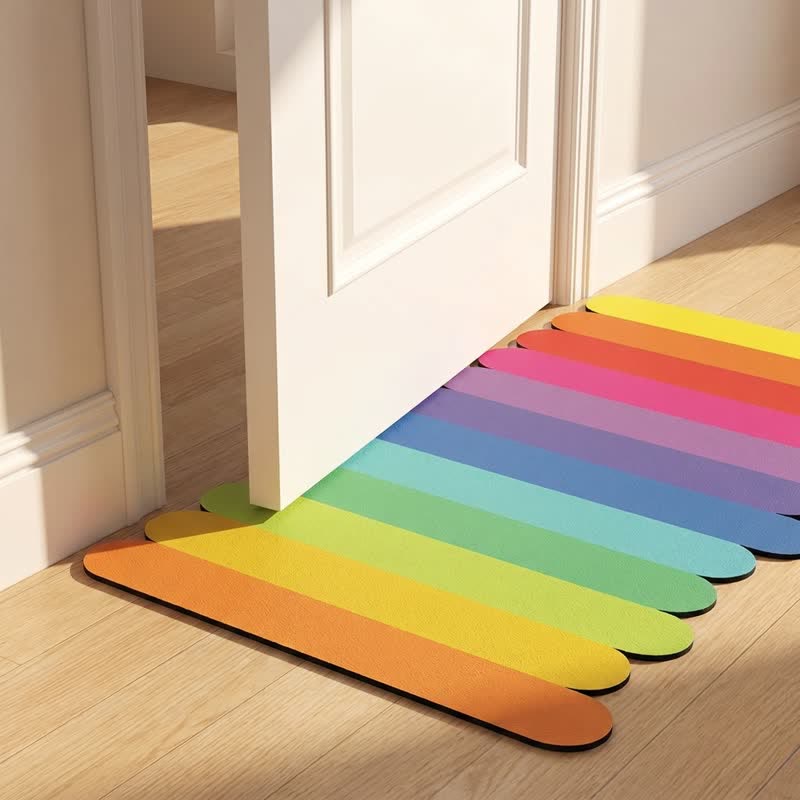 Tappeto da bagno moderno con motivo a strisce arcobaleno e diatomee - image 5
