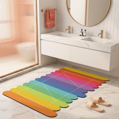Tappeto da bagno moderno con motivo a strisce arcobaleno e diatomee - image 1