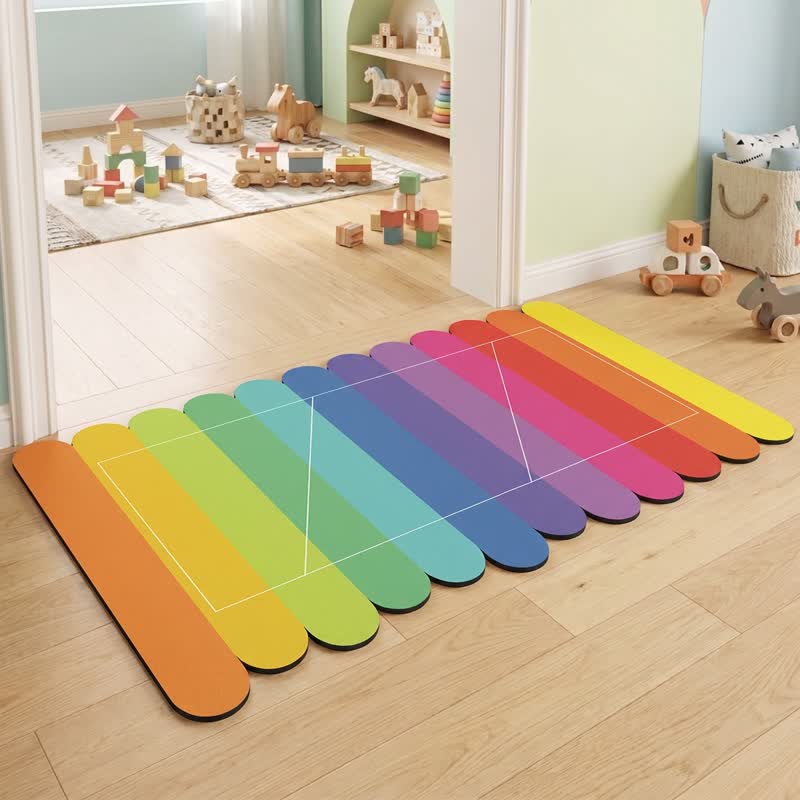 Tappeto da bagno moderno con motivo a strisce arcobaleno e diatomee - image 2