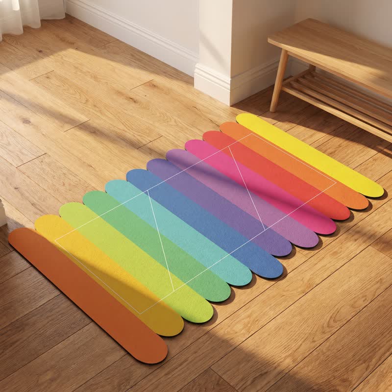 Tappeto da bagno moderno con motivo a strisce arcobaleno e diatomee - image 4