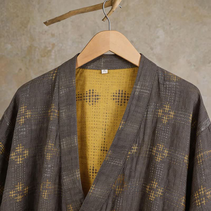 Accappatoio Yukata unisex in cotone con motivo geometrico. - image 4