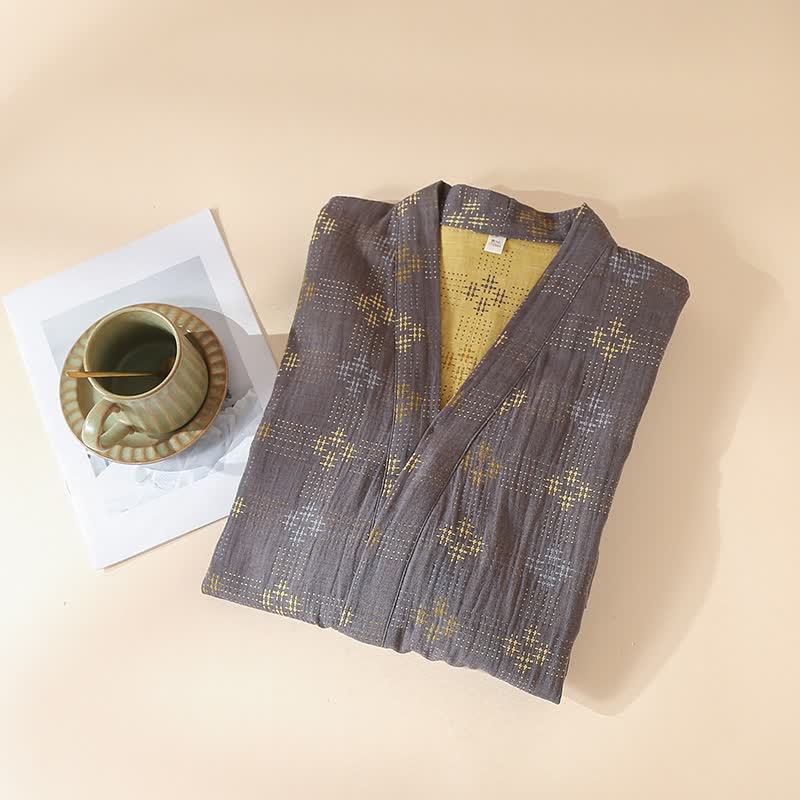 Accappatoio Yukata unisex in cotone con motivo geometrico. - image 1