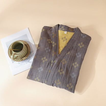 Accappatoio Yukata unisex in cotone con motivo geometrico. - image 1