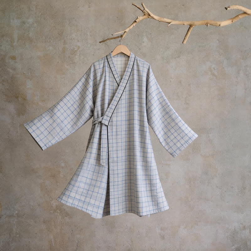 Kimono unisex in cotone a griglia - Grigio - L - image 8