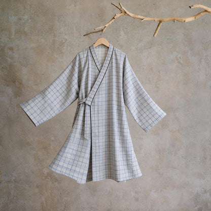 Kimono unisex in cotone a griglia - Grigio - L - image 8
