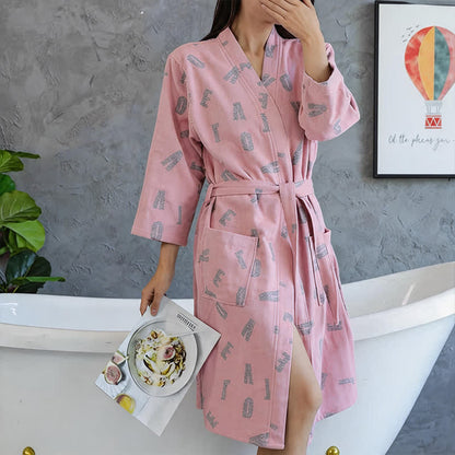 Kimono in garza di cotone con stampa a tema amore - image 2