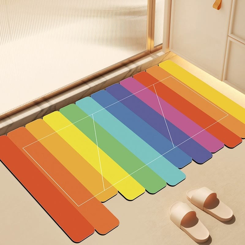 Tappeto da bagno moderno con motivo a strisce arcobaleno e diatomee - 31'' × 47'' - D - image 8