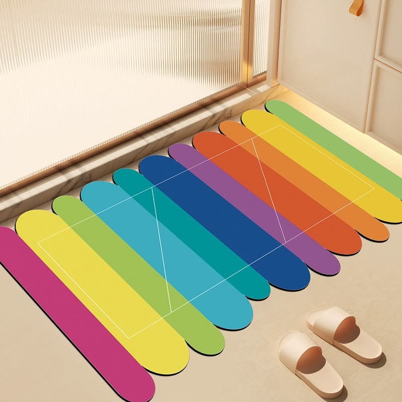 Tappeto da bagno moderno con motivo a strisce arcobaleno e diatomee - 31'' × 47'' - B - image 7