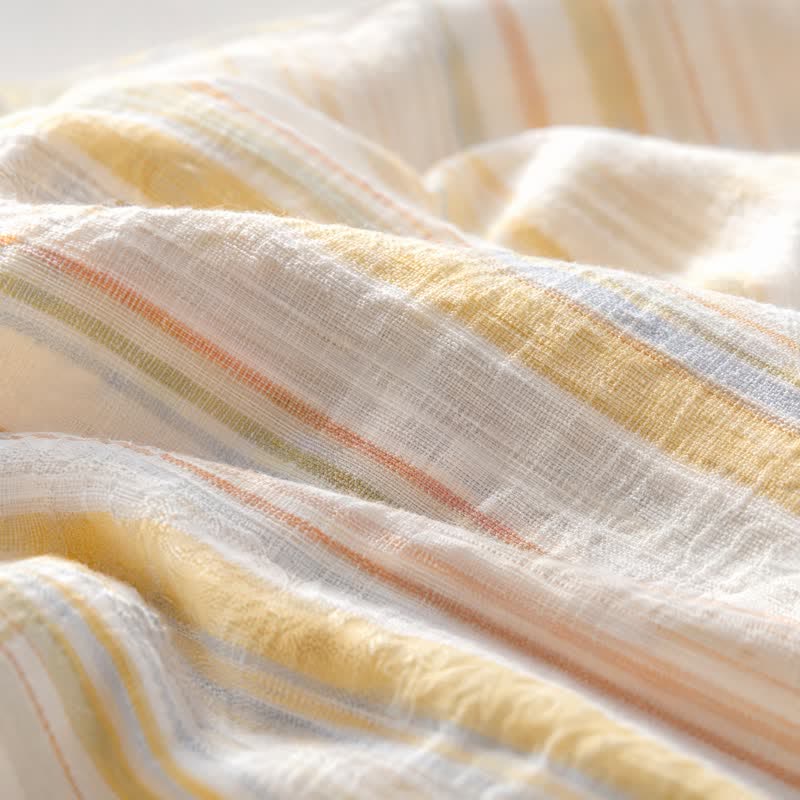 Set di biancheria da letto in cotone lavato a righe multicolore in stile nordico - image 4