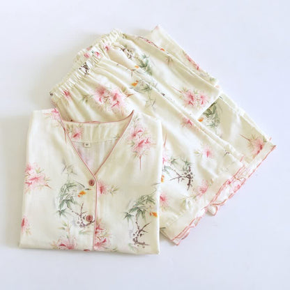Set pigiama in cotone a maniche corte con stampa floreale (3 pezzi) - image 1