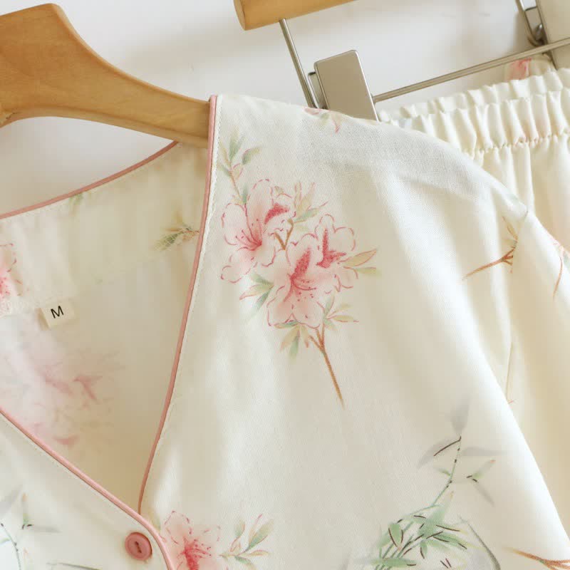 Set pigiama in cotone a maniche corte con stampa floreale (3 pezzi) - image 5