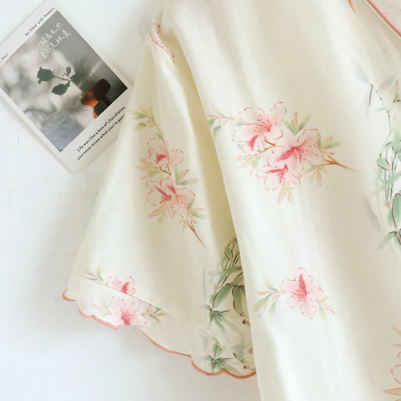 Set pigiama in cotone a maniche corte con stampa floreale (3 pezzi) - image 4
