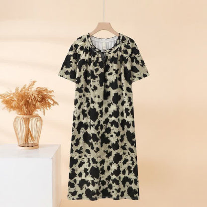 Camicia da notte in cotone con laccetti sul davanti e scollo a V. - Beige - 2XL - image 0
