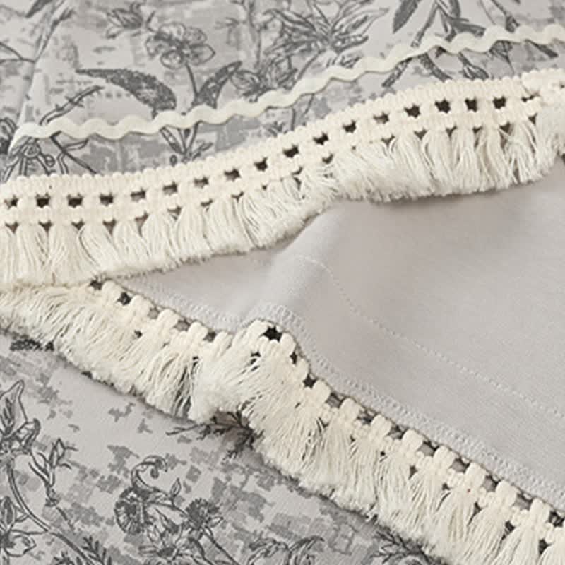 Camicia da notte boho grigia in cotone con nappine - image 7
