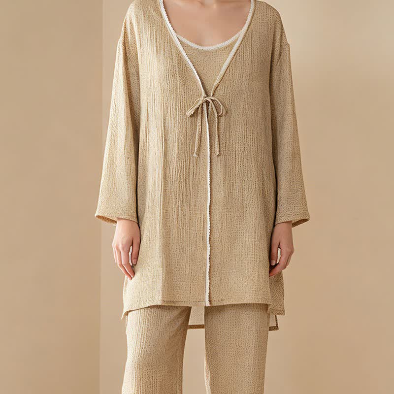 Set pigiama da donna in cotone stampato (3 pezzi) - image 4