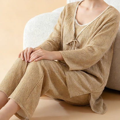 Set pigiama da donna in cotone stampato (3 pezzi) - image 3