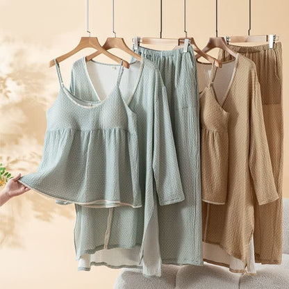 Set pigiama da donna in cotone stampato (3 pezzi) - image 1