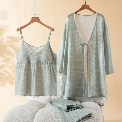 Set pigiama da donna in cotone stampato (3 pezzi) - image 6
