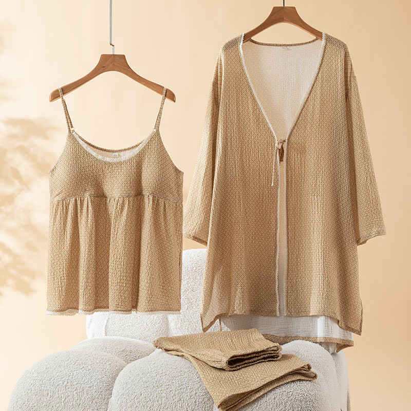 Set pigiama da donna in cotone stampato (3 pezzi) - image 2