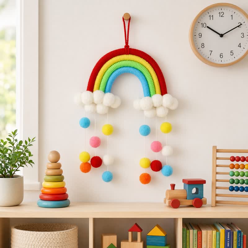 Decorazione da parete nordica arcobaleno tessuta a mano - Arcobaleno - 13'' × 10'' - image 0