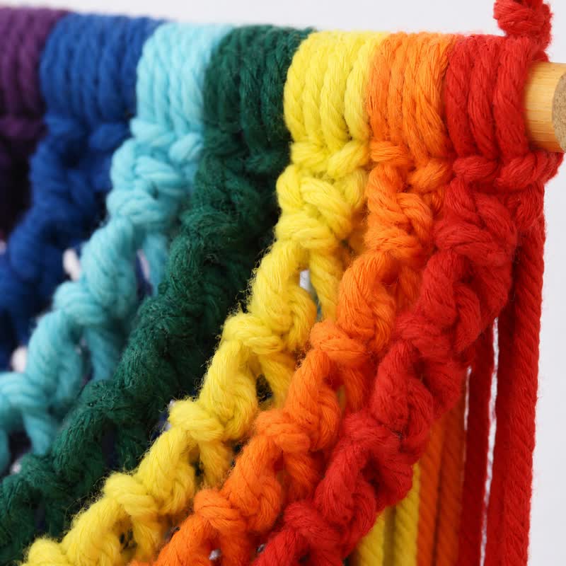 Decorazione da parete in corda di cotone arcobaleno intrecciata a mano - image 5
