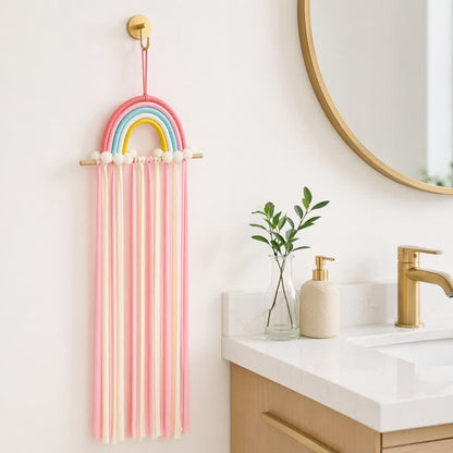 Decorazione da parete nordica con nappe arcobaleno fatte a mano - image 1