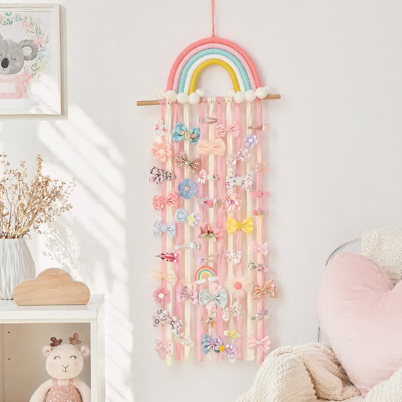 Decorazione da parete nordica con nappe arcobaleno fatte a mano - image 2