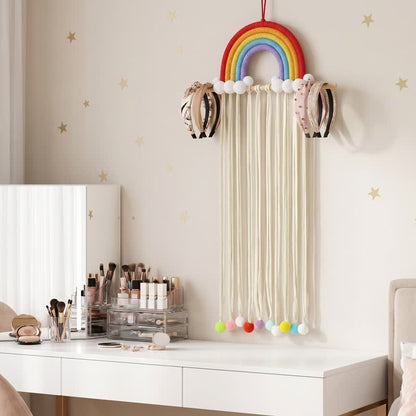 Decorazione da parete nordica con nappe arcobaleno fatte a mano - Bianco - 30'' × 12'' - image 4