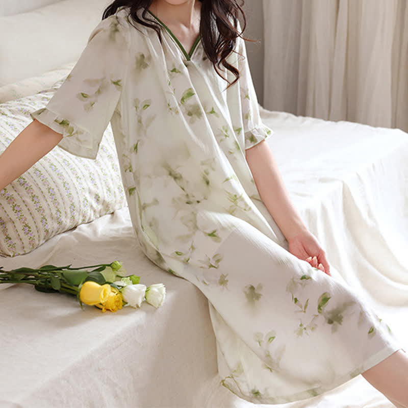Camicia da notte floreale con maniche a volant - image 11