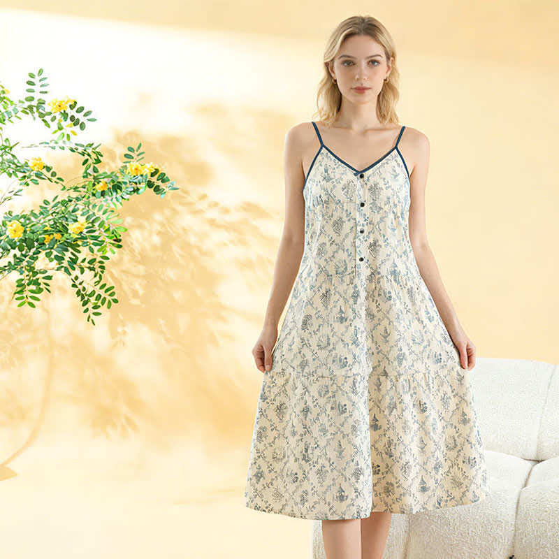 Camicia da notte da donna in cotone con stampa floreale - image 2