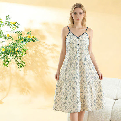 Camicia da notte da donna in cotone con stampa floreale - image 2