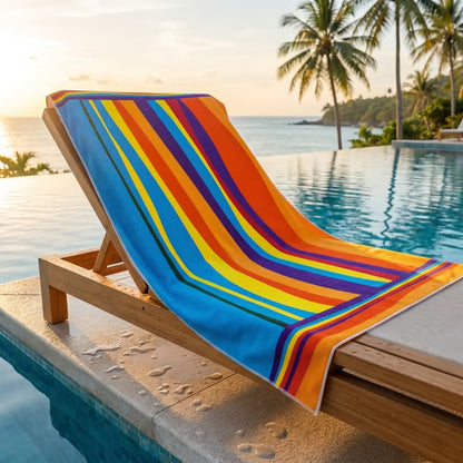 Telo mare in microfibra a righe arcobaleno - image 0
