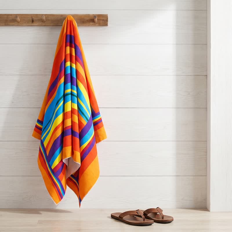 Telo mare in microfibra a righe arcobaleno - image 3
