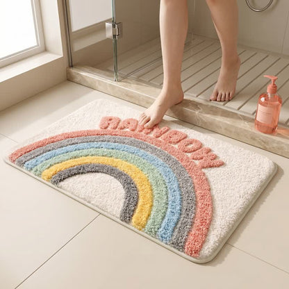 Tappeto da bagno moderno in peluche con motivo arcobaleno - image 3
