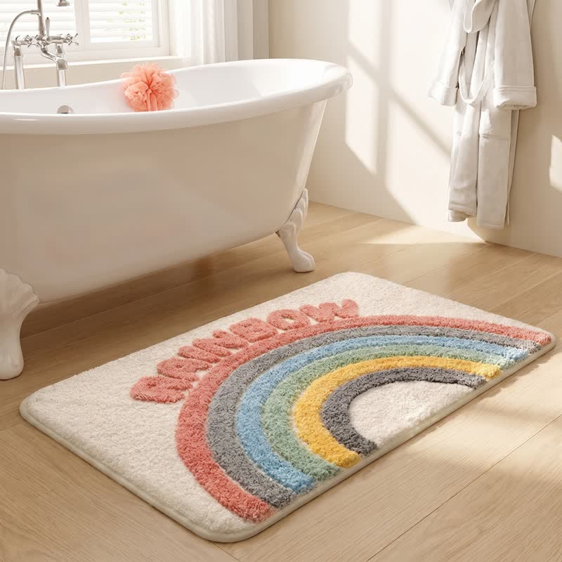 Tappeto da bagno moderno in peluche con motivo arcobaleno - image 4