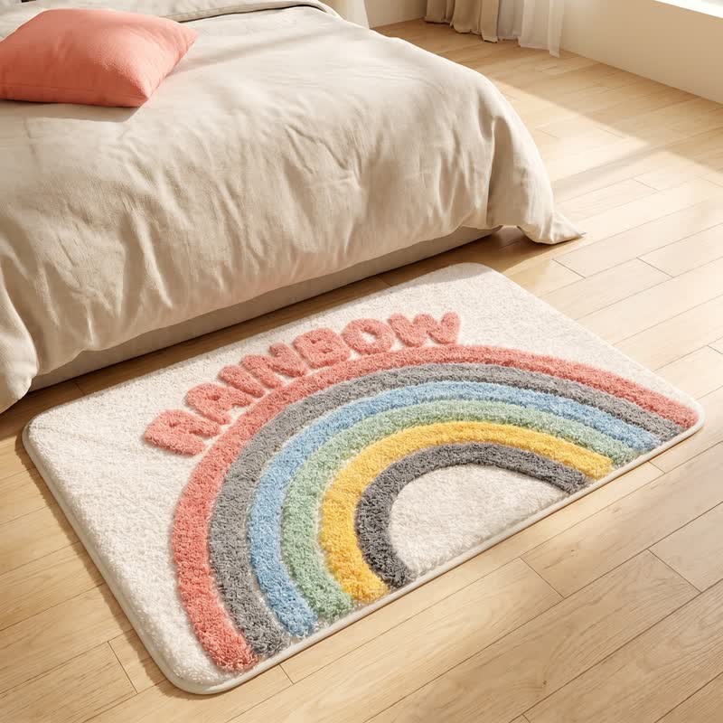 Tappeto da bagno moderno in peluche con motivo arcobaleno - image 2