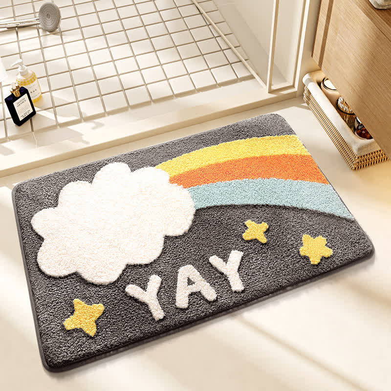 Tappeto da bagno in finto cashmere arcobaleno YAY - Grigio tenue - 31'' × 47'' - image 0