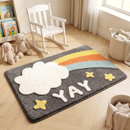 Tappeto da bagno in finto cashmere arcobaleno YAY - image 1