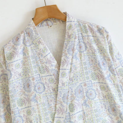 Kimono etnico vintage in cotone con stampa floreale - image 7