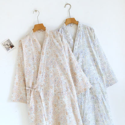 Kimono etnico vintage in cotone con stampa floreale - image 3