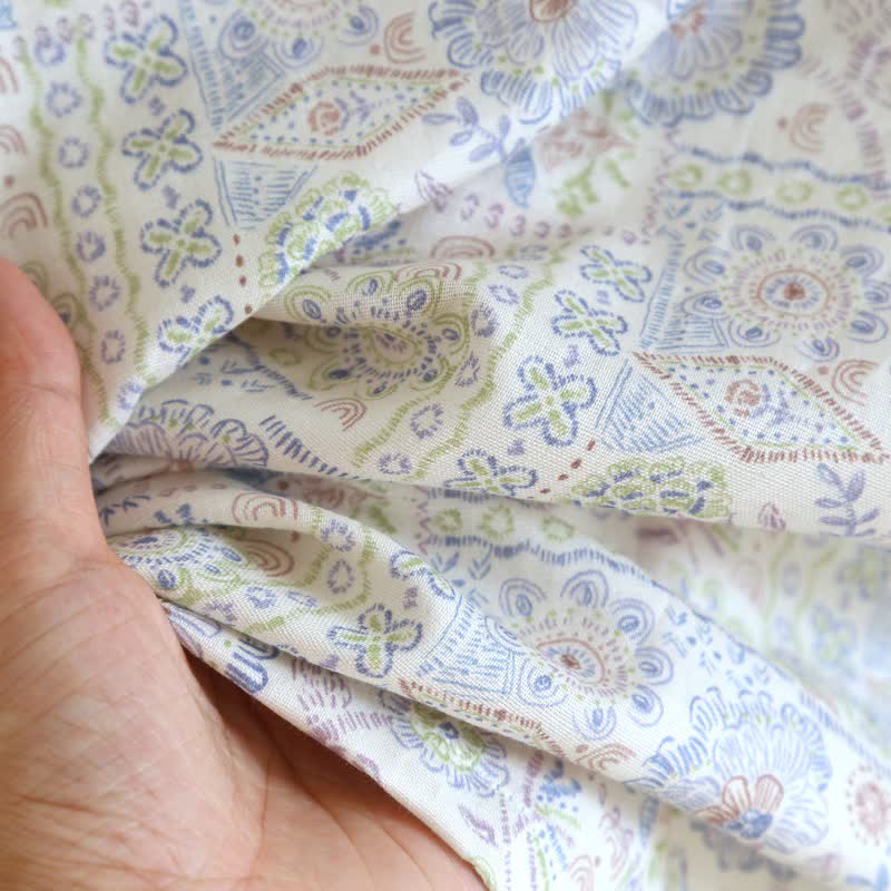 Kimono etnico vintage in cotone con stampa floreale - image 12