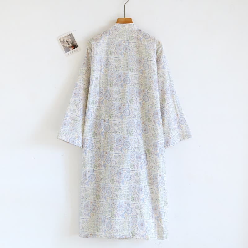 Kimono etnico vintage in cotone con stampa floreale - image 5