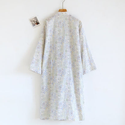 Kimono etnico vintage in cotone con stampa floreale - image 5