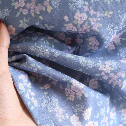 Kimono in cotone blu rustico con stampa floreale - image 8